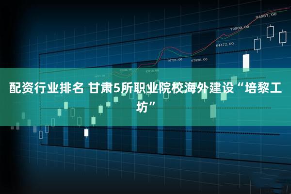配资行业排名 甘肃5所职业院校海外建设“培黎工坊”